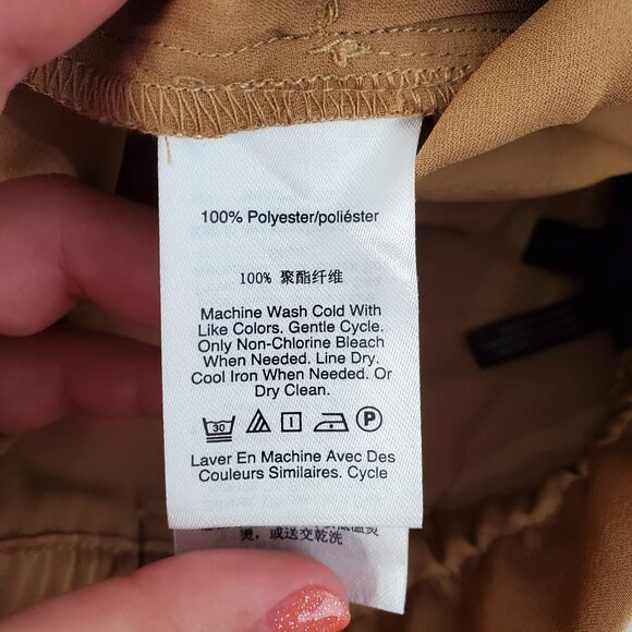 Donna Karen Womens Silky Fawn Cargo Pants Size XL Utility Paperbag Quiet Luxury - Picture 5 of 9